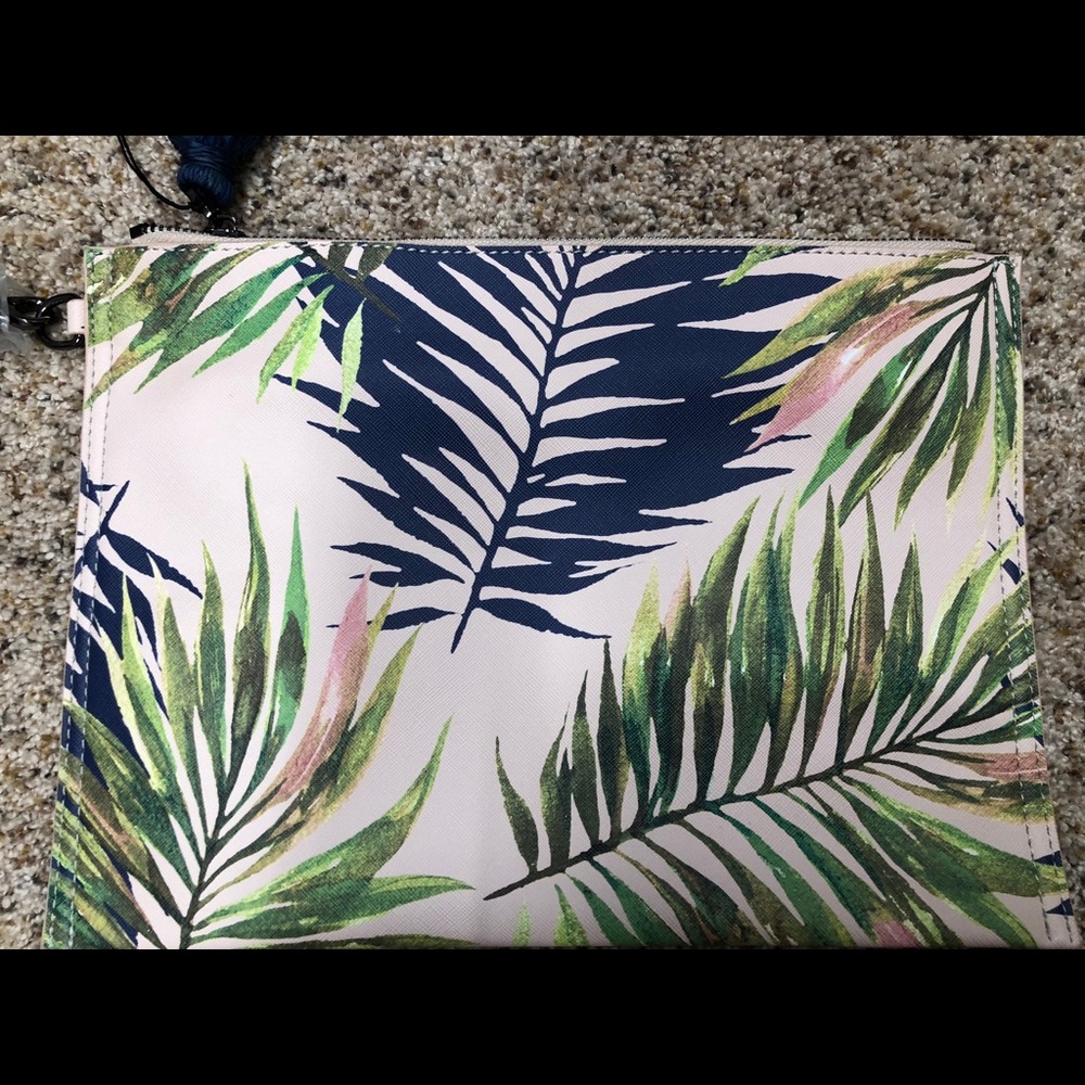 Tropical print wristlet